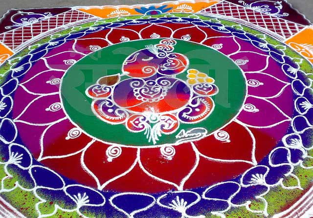 COLOURFUL RANGOLI ganesh chaturthi