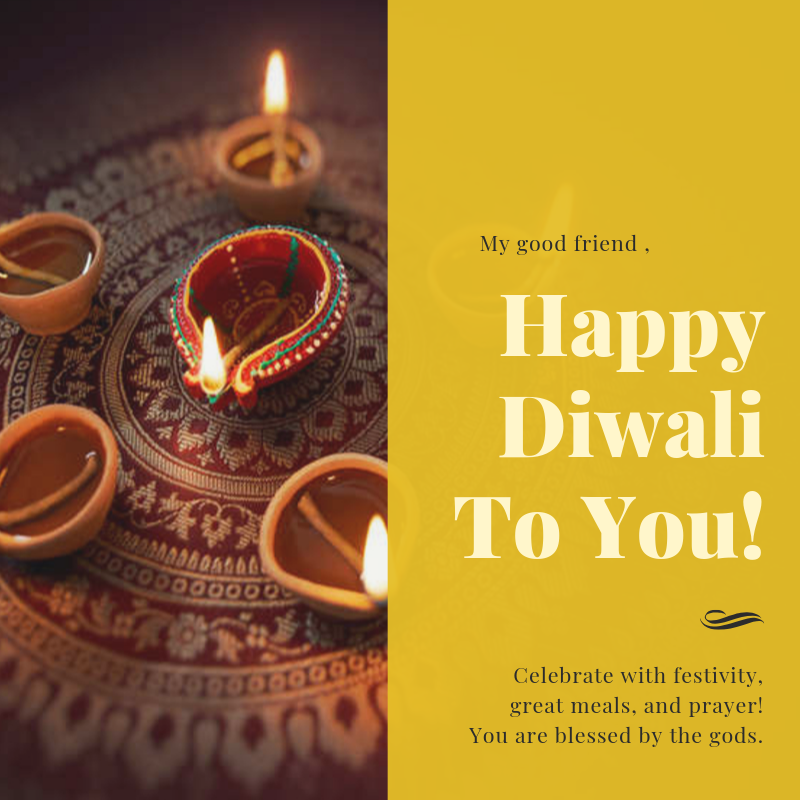 Gold Candle Photo Greeting - Personal Diwali Social Media Graphic