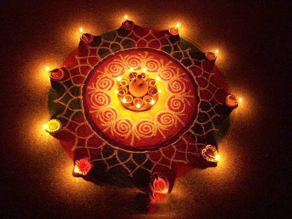 diwali rangoli designs with diya