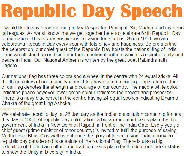26 January Republic Day Speech in English for Students