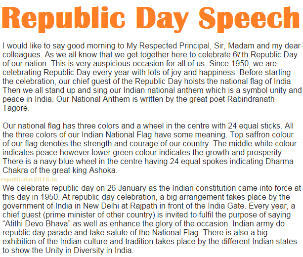 republic day speech writing english