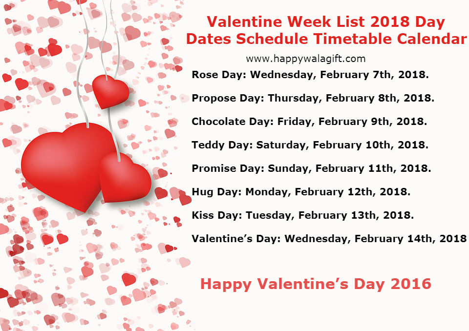 Valentine Week List 2018 Day Dates Schedule Timetable Calendar-image