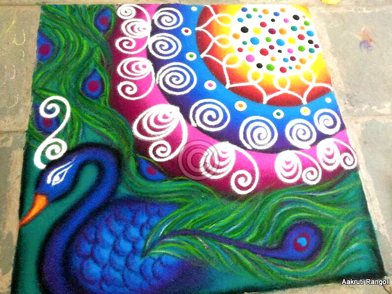 colorful-peacock-freehand-rangoli-for-holi-festival-2016