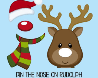 Pin the red nose of Rudolph